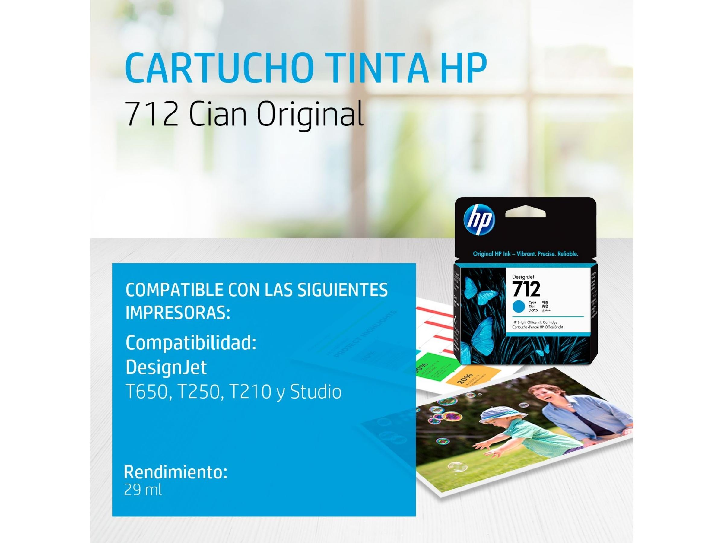 CARTUCHO DE TINTA HP 712A CYAN (3ED67A) T210/T230/T250/T630/T650